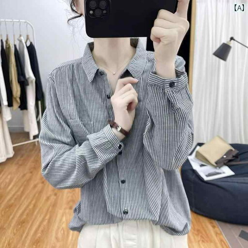 レディース シャツ トップス の 大手 の 婦人服の 長袖の リネンの トップス 婦人用の ストライプの シャツ 春の カーディガン ゆったり 綿 レディース シャツ トップス の 大手 の 婦人服の 長袖の リネンの トップス 婦人用の ストライプの シャツ 春の カーディガン ゆったり 綿