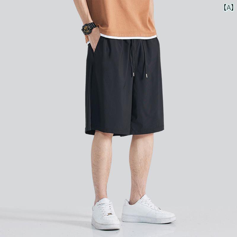 　ショート　ハーフ　パンツ　 カジュアル ショート パンツ 夏 薄手 メンズ スポーツ ゆったり 大きいサイズ グレー 無地 冷感 5点