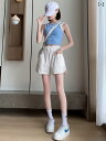 ショート ハーフ パンツ 女性用 ピンク スポーツ ショーツ 夏用 薄手 ハイウエスト スリム カジュアル aライン 五分丈 丈 ワイド レッグ パンツ