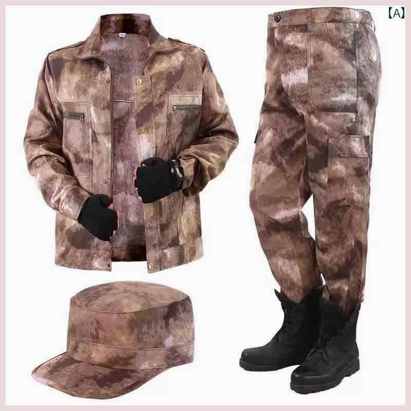 　作業服　セット 砂漠 迷彩 耐摩耗 遺跡 作業着 スーツ メンズ ジャケット シングル パンツ 男女兼用 トレーニング 汚れ 防止 オーバー オール