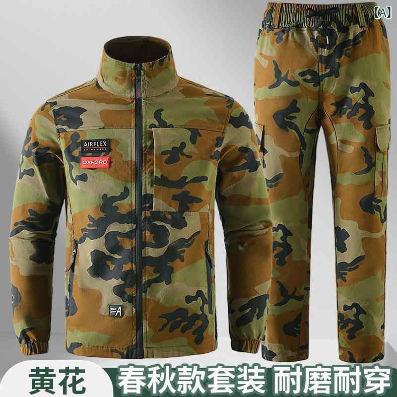　作業服　セット　上下 春秋 綿 弾性 作業着 スーツ メンズ 厚手 迷彩 防火 溶接 ワークショップ 自動車 修理 屋外