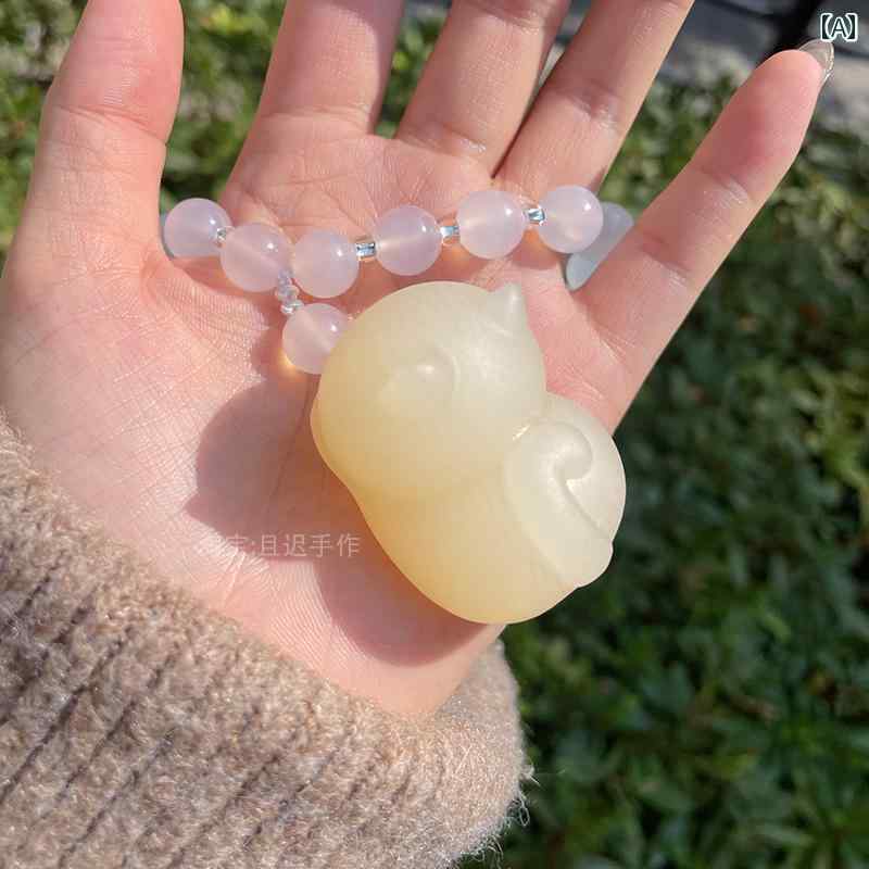 雑貨 ホビー 小物 Qie Chi 誰の 子猫 彼女 太 翠 パパ 手持ち ピース ブレスレット 翡翠 彫刻