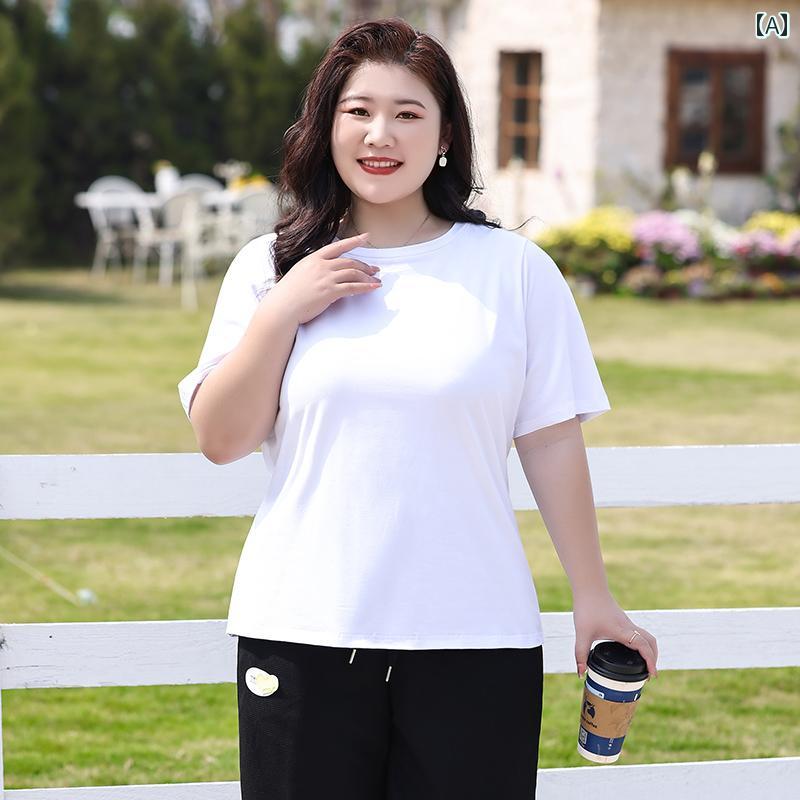 　Tシャツ　ゆったり　インナー 大きめ サイズレディース ホワイト Tシャツ レディース 半袖 夏 mm 無地 コットン 腹 カバー トップ スス モール(4.0)