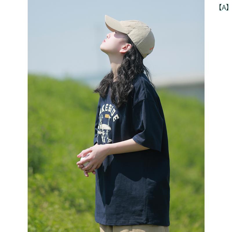 　Tシャツ　ゆったり　インナー シティ ボーイ ユニセックス スタイル 半袖 女性 2025 夏 アメリカン ストリート ファッション 学生 スポーツ カジュアル Tシャツ 薄手