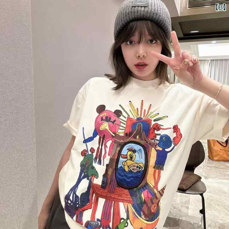 　Tシャツ　半袖 2025春夏 太った レディース 半袖 Tシャツ 肉を カバー して 細く 見せてくれる ゆったりと おしゃれ カジュアルで 万能 大きいサイズ トップス