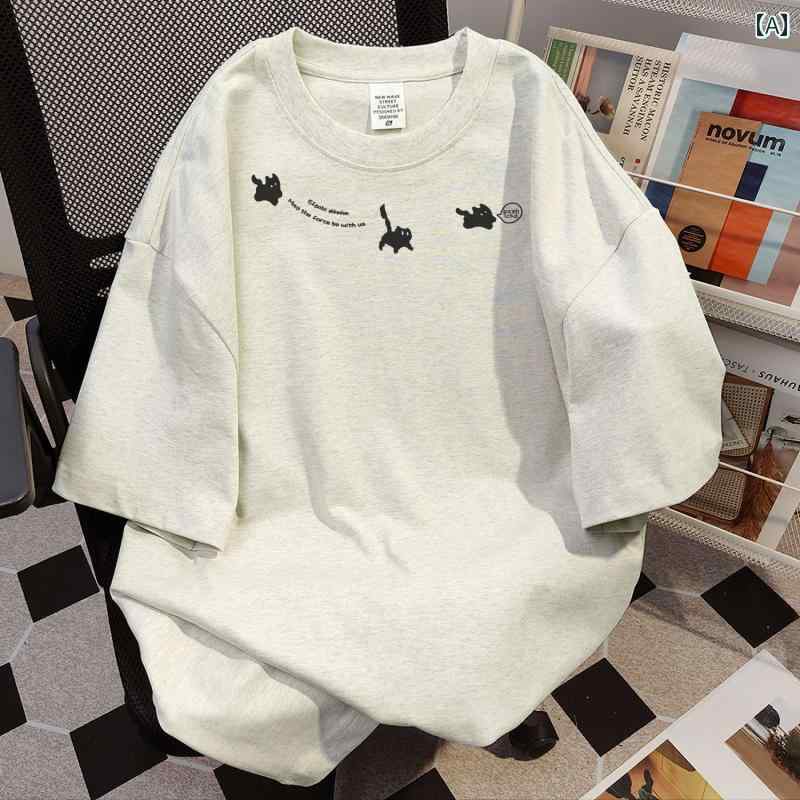 T-Shirts - 　Tシャツ　半袖 綿 厚手 半袖 Tシャツ レディース アメリカン レトロ 夏 2024 ゆったり カジュアル トップス