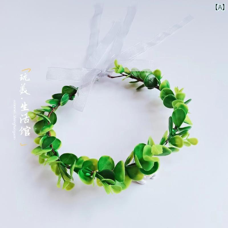 おもちゃ ホビー 森 風の小さい さわやか シミュレーションの 葉の ユーカリの 緑の 花輪 フラワーガールの 写真の メンズ レディース ヘッド リング 賞...