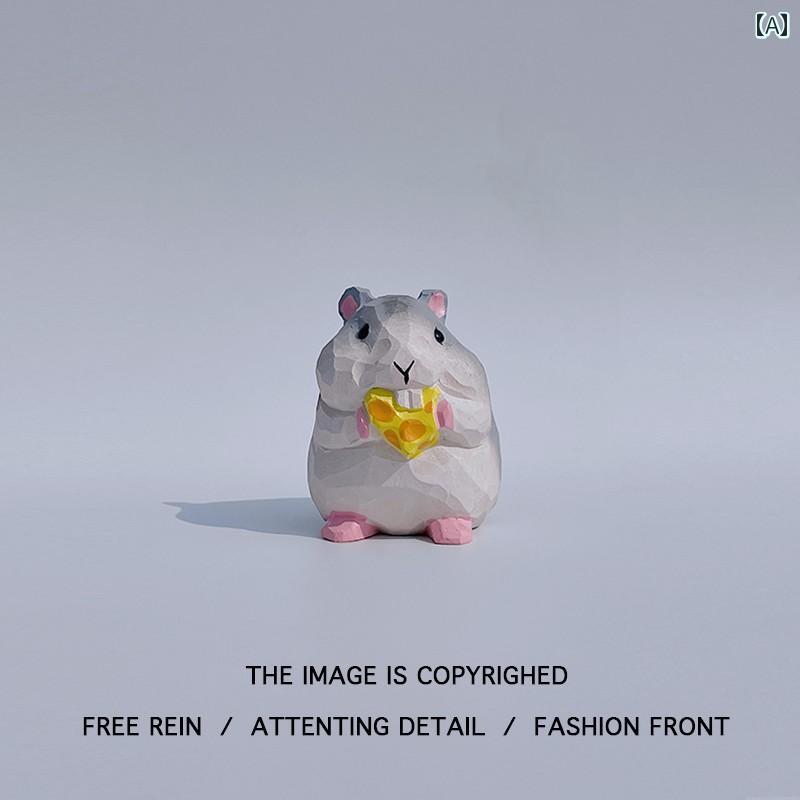 おもちゃ ホビー おもちゃ ホビー ネズミ かわいいですね小さい ハムスターの 木彫りの 飾り物 の 贈り物小さい 装飾品 誕生日 プレゼント 女性への 癒し(3)