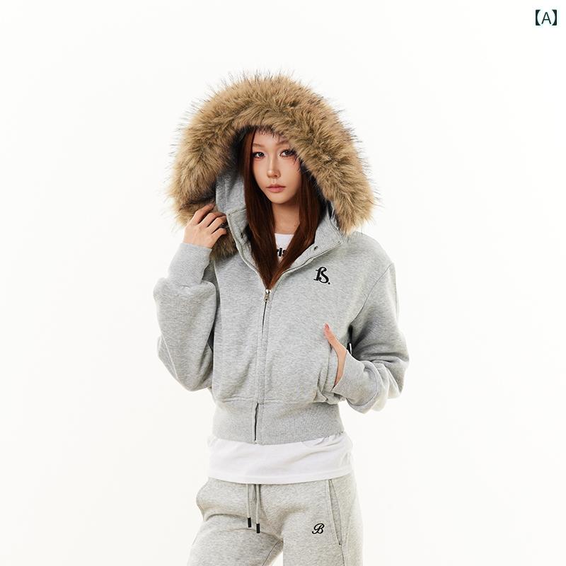 ニット レディース カーディガン ニット レディース カーディガン SREK アメリカン スタイル大きい ファーカラー ウエスト スリム ショート ニットカーディガン セーター レディース ラテン カジュアル 万能