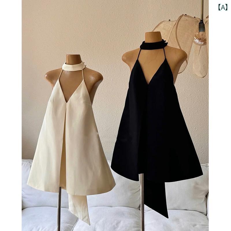 ホルターネック レディース トップス ホルターネック レディース トップス レディース小さい ホルターネック サスペンダー ドレス 高級..