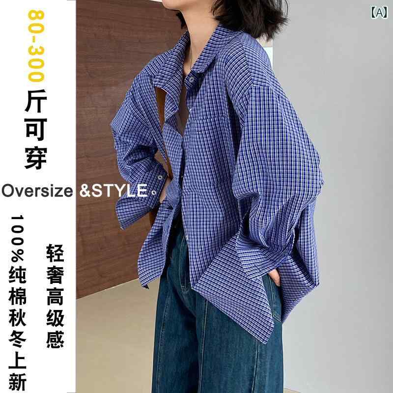 レディース チェック トップス 大きいサイズ女性用ファッション 肥満のレディースアメリカンレトロ綿の..