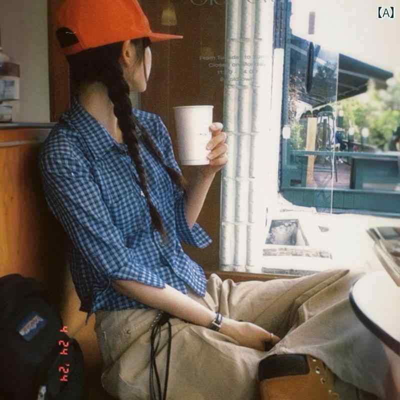 レディース チェック トップス ガガオプトの上品なPOLOシャツシングルボタン留めストライプすっきりとしたシルエット不規則な短いトップス女性向け。