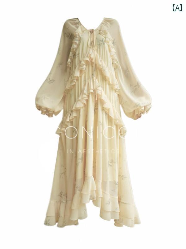 ワンピース ドレス レディース Aconiconi｜ ローズマリー フレンチ プラント プリント ワンピース 25 ..