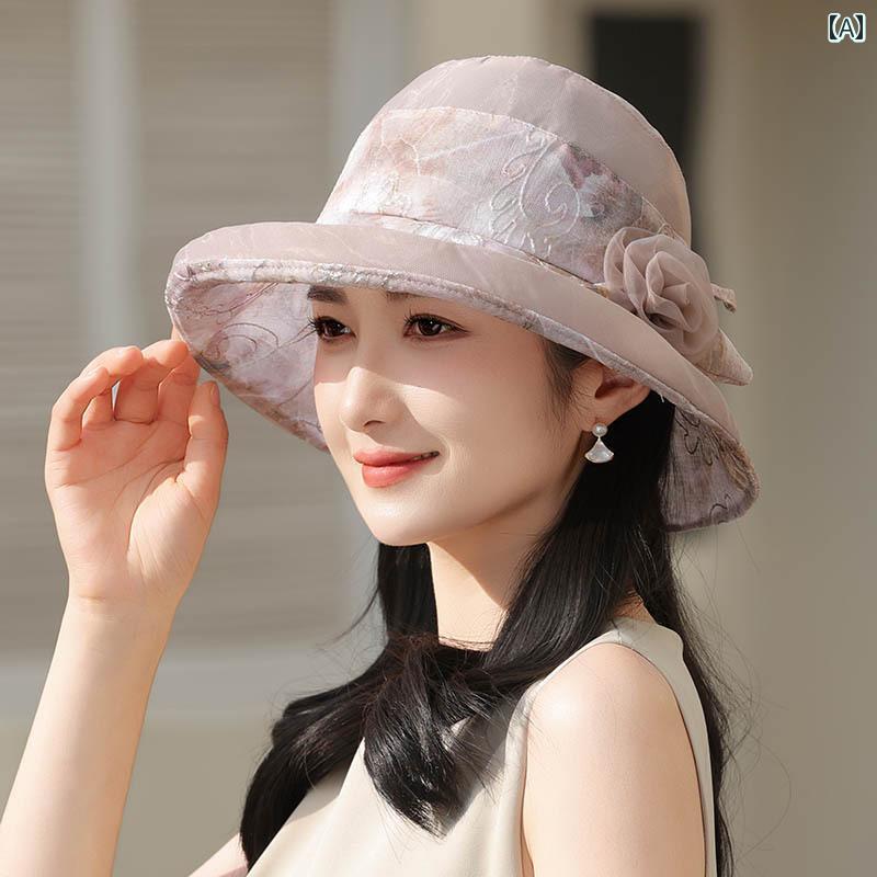 帽子 レディース サンハット 夏用 つばの 大きい 日よけ 帽子 女性用 ママ用 春 薄型おばあちゃん用 向け