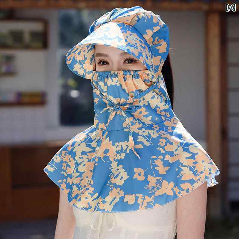 帽子 UVカット サンハット 夏用 フェイスマスク 日焼け 止め 防塵 帽子 レディース 農 作業 茶摘み用 ..