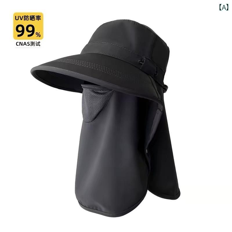 帽子 レディース サンハット UVカット機能付きの通気性の良い女性用日除け帽子。顔を覆い首を守る一体..