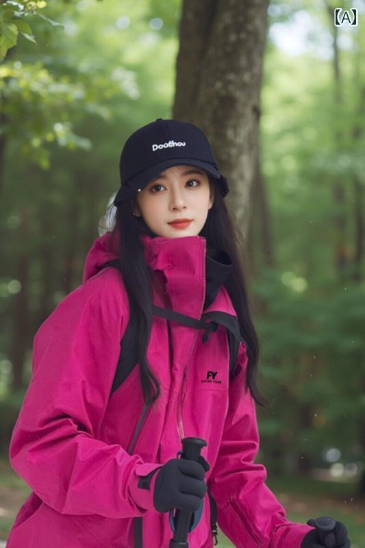 FUYANのラズベリーレッドのフリースジャケットは2025年の春秋に新登場します。アウトドア用の3つ合わせのスキーや登山服です。