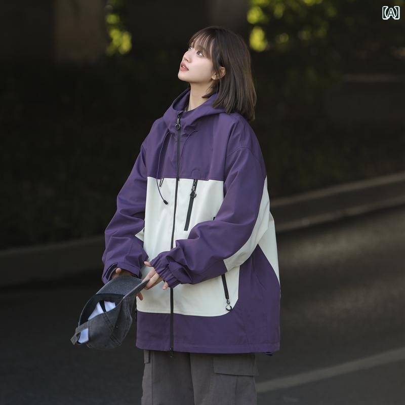 パーカー マウンテン アウトドア 3つの 防風 ジャケット アウター ハイキング マウンテン アウトドア フード付き レディース と アメリカ ハイ ストリート