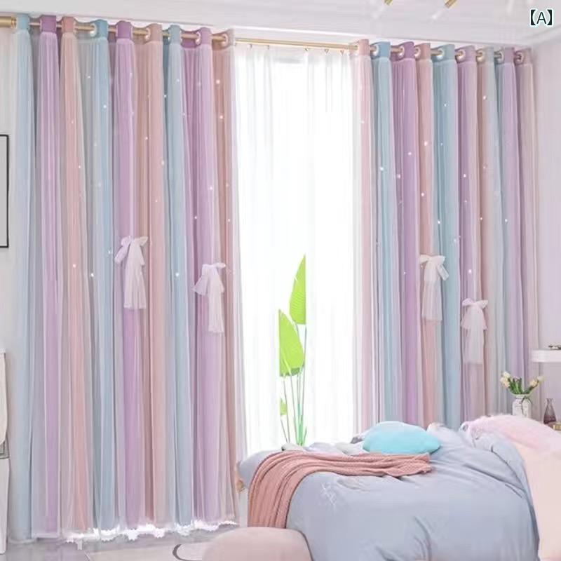 カーテン 遮光 レース の プリンセス 女の子 部屋の カーテン 寝室の 遮 光 星 バルコニー 出窓 二 重..