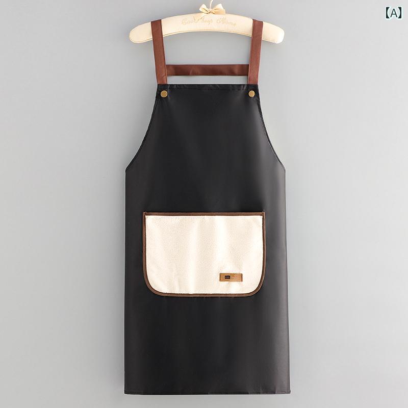 エプロン おしゃれ キッチン の韓国シンプルでおしゃれな家庭用キッチンエプロン。防水で油をはじき長袖で衣料を保護します。料理をする際に便利なウエストエプロン。男女兼用。