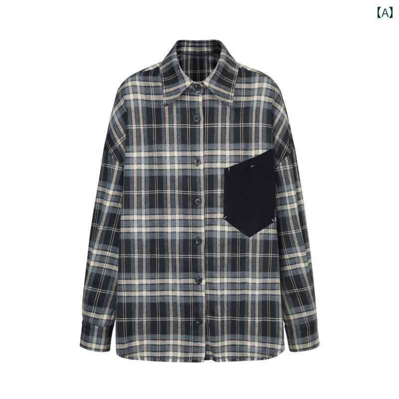 レディース シャツ チェック Basic Houseのレトロチェック柄のシャツジャケットは2025年の春にリラックス感たっぷりな長袖トップスとして活躍します。