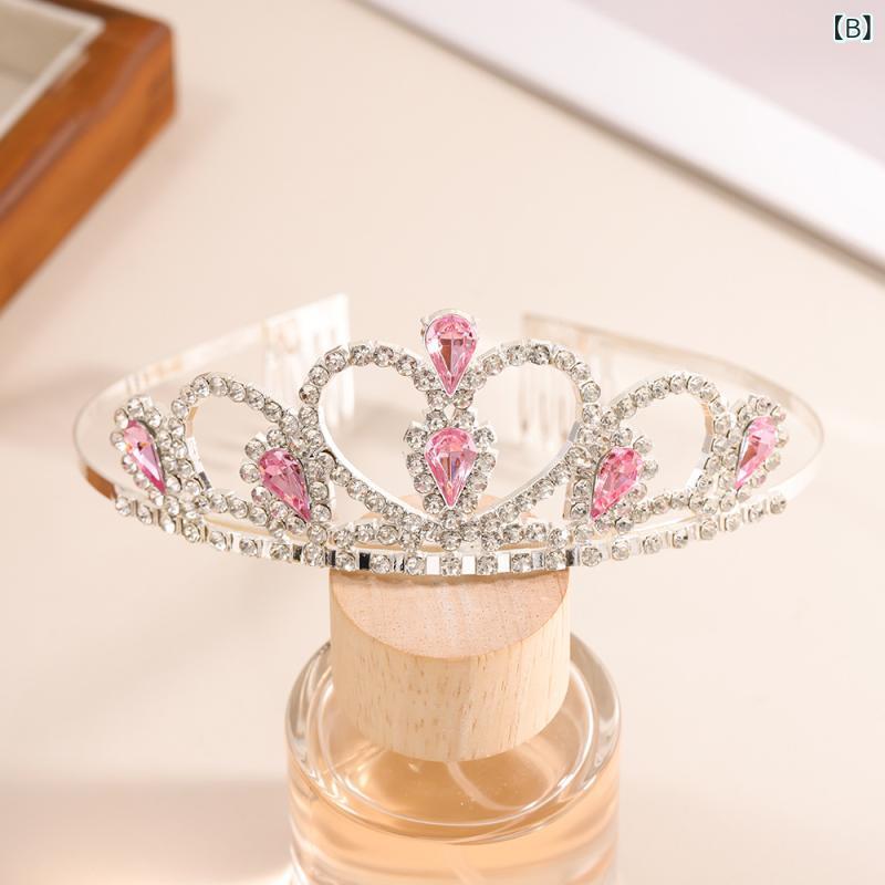 ヘアアクセサリー 女の子用 王冠 ヘッドバンド プリンセス ラインストーン 金メッ...