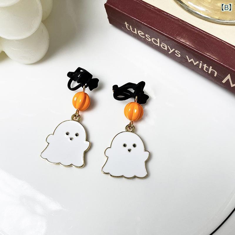 イヤークリップ ゴシック 小さい幽霊 ハロウィン かわいい 少女心 耳飾り ユーモラ...