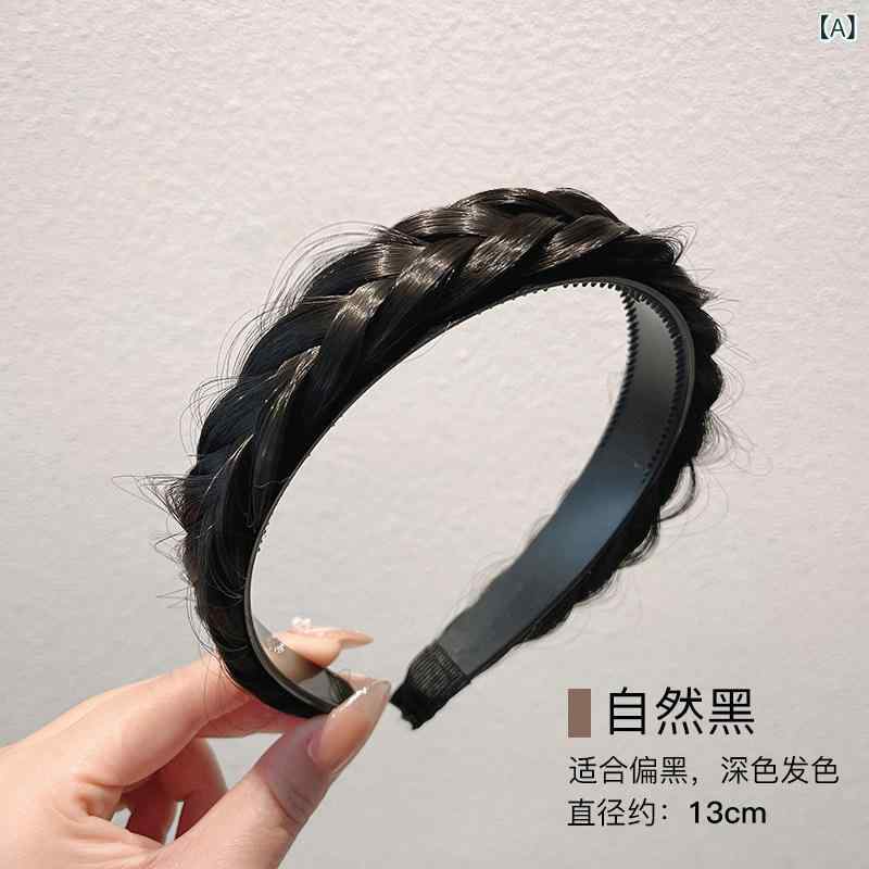 ヘアバンド レディース 魚骨編み 三つ編み ウィッグ風 高級感 歯付き 髪押さえ ヘアアクセサリー 日常使い かわいい 固定力 強め 軽量 柔らか素材x2