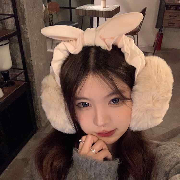 イヤーマフ レディース 冬用 かわいい リボン 付き ファー 毛ふわ 折りたたみ 防寒 保温 暖か 自転車用..