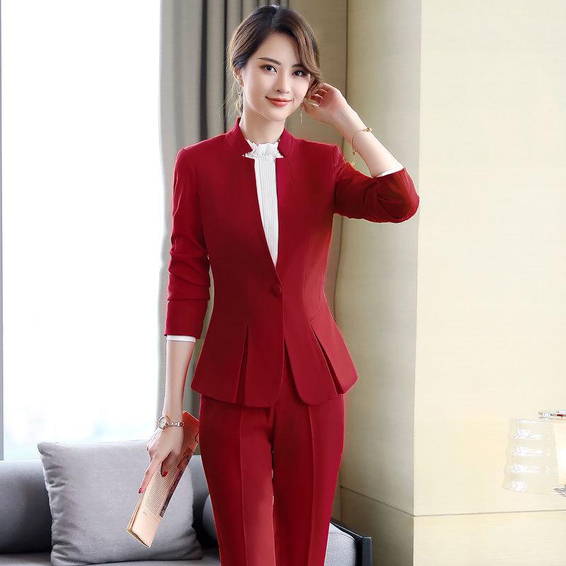 スーツ レディース セットアップ 秋冬 長袖 ジャケット パンツ テーラードジャケット 職業服 事務服 通勤服 会社員 オフィスウェア ビジネス セレモニー フォーマル 面接 冠婚葬祭 ホテル 受付 美容部員 制服 大きいサイズ ゆったり 体型カバー 着