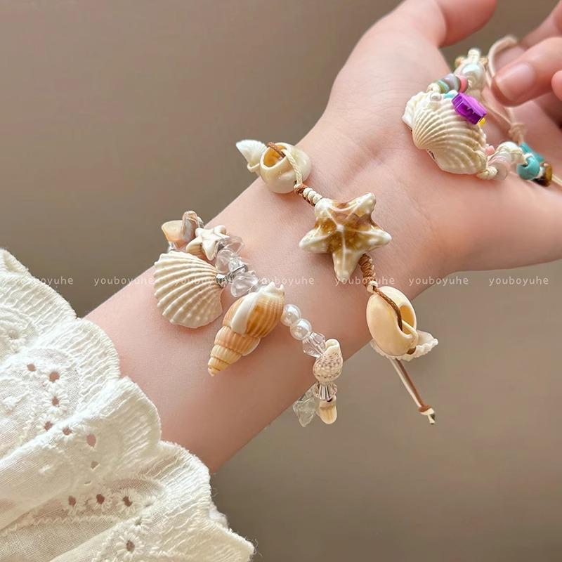 Other , Materials - レディース ブレスレット 貝殻 ヒトデ ビーズ 海辺 リゾート サマー 個性 ファッション 精巧 高級感 レトロ コーディネート 天然素材 軽量 夏用 アクセサリー