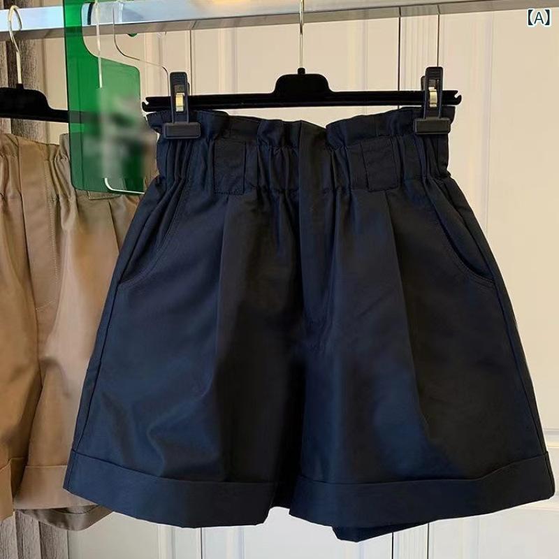 レディース 夏用 工装 ハイウエスト ワイドレッグ ショートパンツ ゆったり スリム...