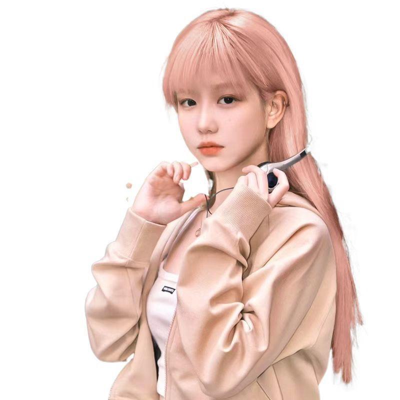 レディース ウィッグ ピンク ロング ストレート ナチュラル フルヘッド リアルヘア かわいい ヘアセット 日常使い コ…