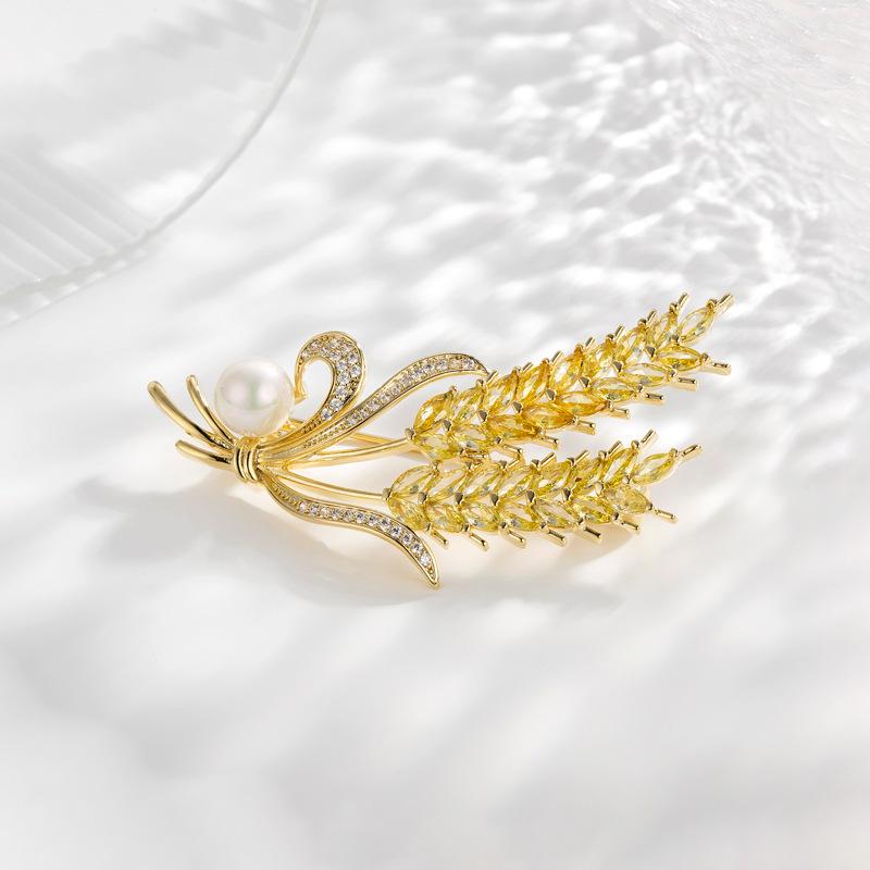 樂天商城 - ブローチ 金色 麦穂 モチーフ 高級感 スタイリッシュ ファッション アクセサリー スーツ コート 合わせやすい 胸飾り スカーフ ピン 個性派 ビジネス フォーマル