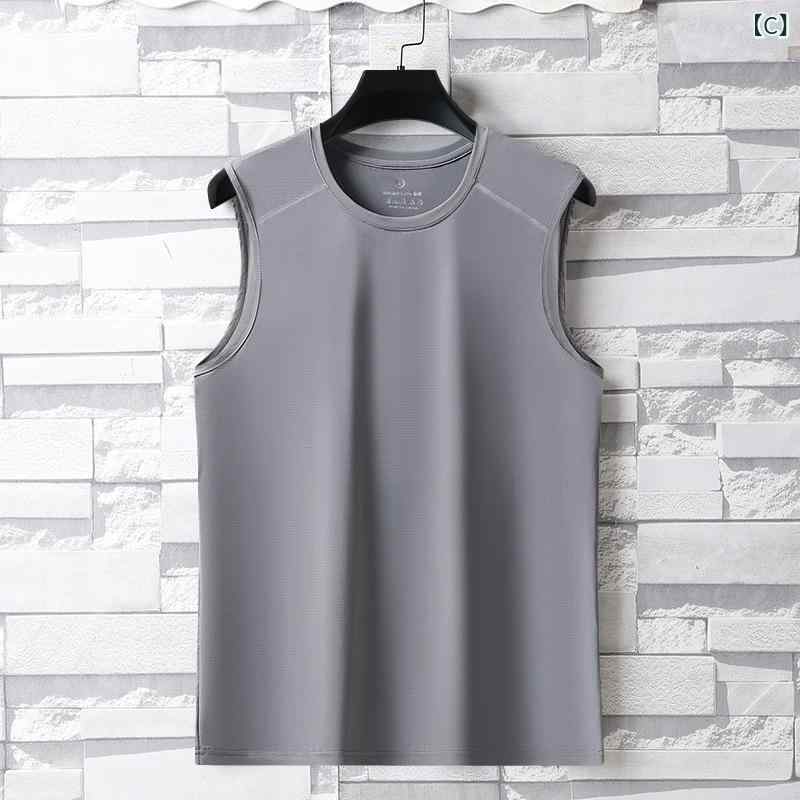 みやショップ楽天市場店のタンクトップ メンズ 男性用 接触冷感 吸湿速乾 伸縮性 ストレッチ ノースリーブ 運動用 ジム トレーニングウェア カジュアル スポーツウェア 部屋着 ルームウェア 薄手 無地 軽量 通気性 涼しい サマー 大きいサイズ ゆったり 体型カバー 二の腕カ｜アングル3