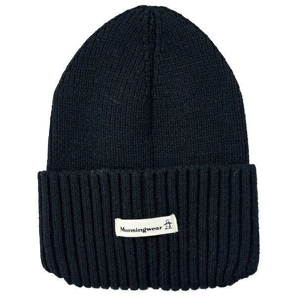ゴルフニットキャップ　マンシングウェア　ゴルフウエア　ニット帽　MGBUJC08　BK　ブラック