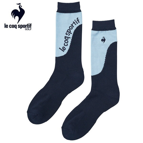 ルコック　ゴルフ　ソックス　カーブ切替レギュラー丈ソックス　靴下　QGBWJB08　BLNV　ブルー×ネイビー　25～27cm