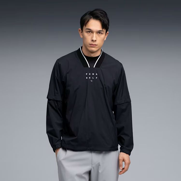 【メーカー】プーマゴルフ【商品名】DETACHABLE PISTE L/S【品番】637949【カラー】(01)PUMA BLACK【素材】■本体)ナイロン100%■裏地)ポリエステル100%■リブ部分)ポリエステル100%