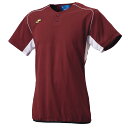 エスエスケイ ウェア Tシャツ 2ボタンベースボールTシャツ(裾バインダー) BT2690 (2210)エンジ×ホワイト メンズ・ユニセックス