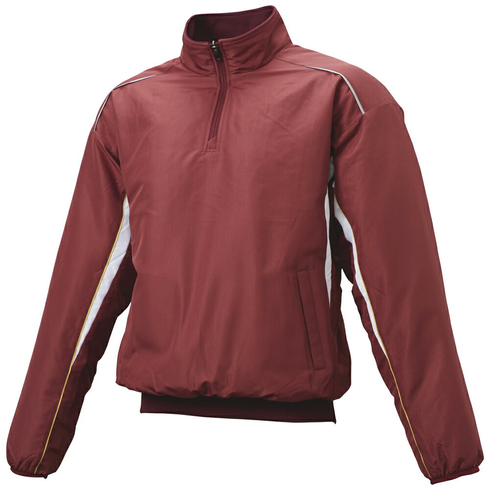 エスエスケイ ウェア グランドコート 蓄熱ハーフZIP長袖中綿プレジャン BWP2400 (2210)エンジ×ホワイト..