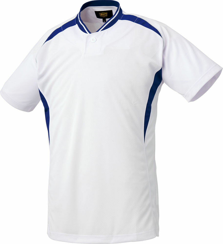 ゼット 野球＆ソフトボール Tシャツ プルオーバーベースボールシャツ BOT741 1125 ホワイト×ロイヤルブ..