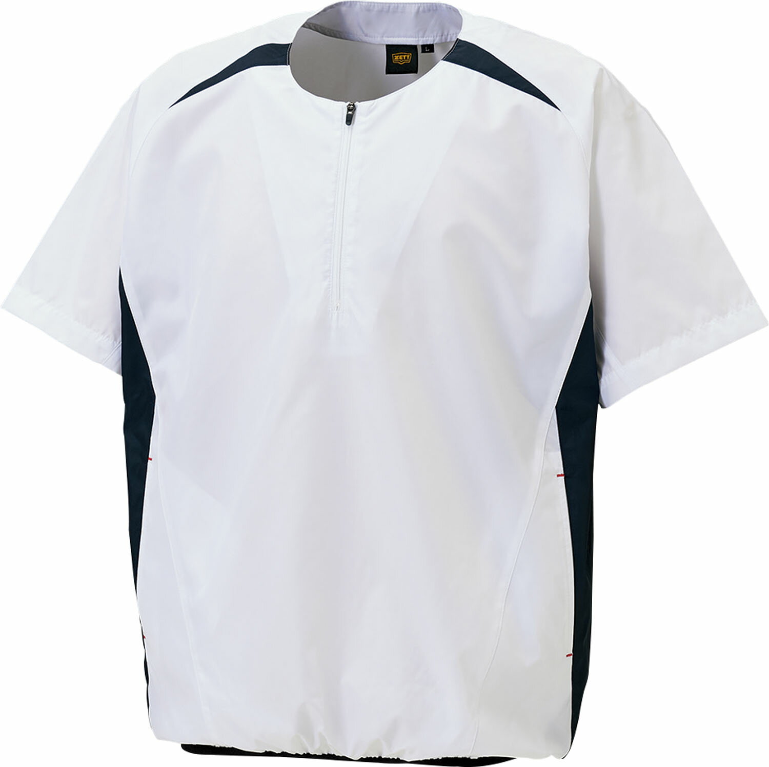 ゼット 野球＆ソフトボール ウインドウェア 半袖ハーフジップジャンパー BOV535H 1129 ホワイト×ネイビ..