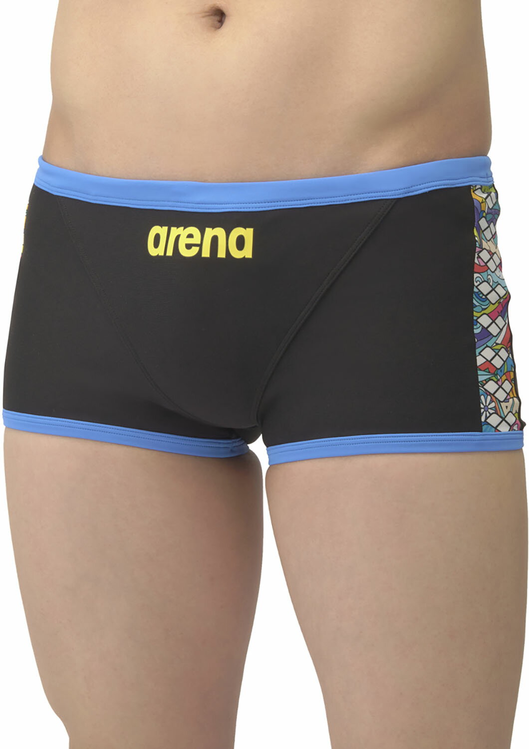 アリーナ 水泳 トレーニング水着 水着 トレーニングスパッツ(ショートレッグ) SAR-4107 BKYL ブラック×..