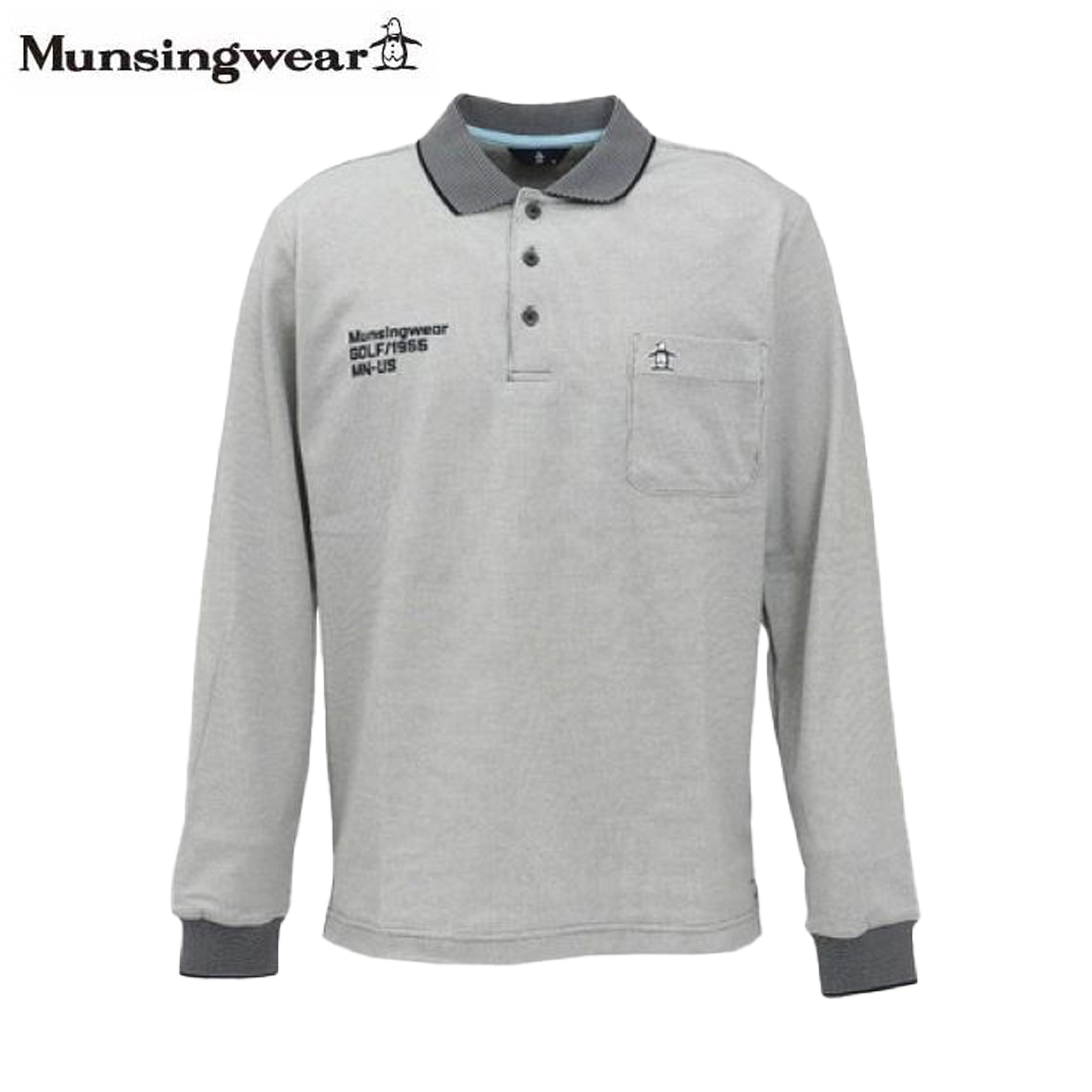 マンシングウェア ゴルフウエア 吸汗速乾 ドット鹿の子 長袖ポロシャツ MG5SLS82M NV 送料無料