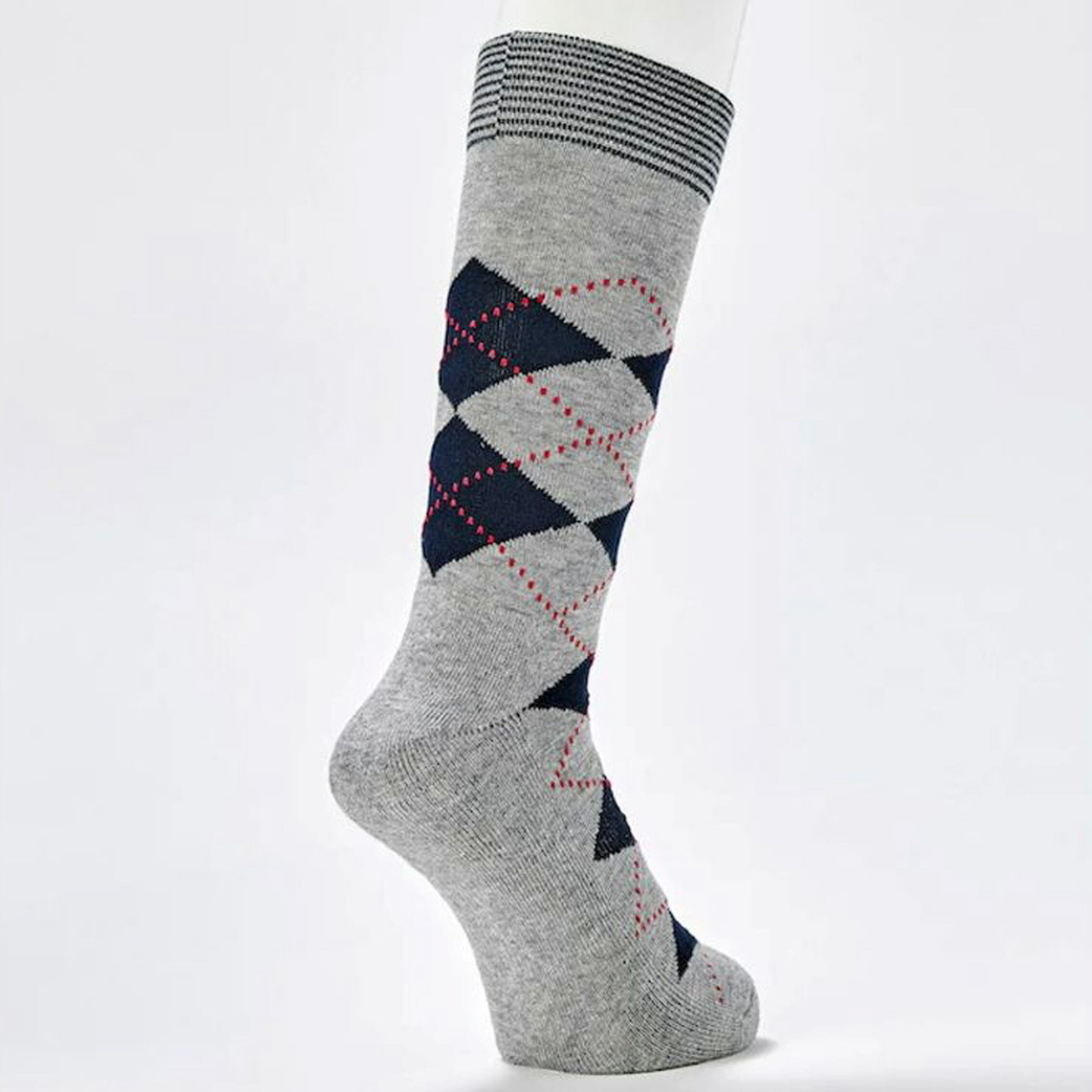 ゴルフソックス　マンシングウェア　ゴルフ靴下　クルー丈　アーガイル柄ソックス　MGBXJB06　GY　グレー　25〜27cm