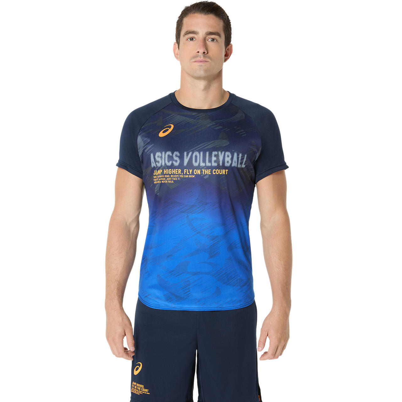 アシックス Volleyball 半袖トップス トップライン半袖シャツ 2051A373 400 ミッドナイト