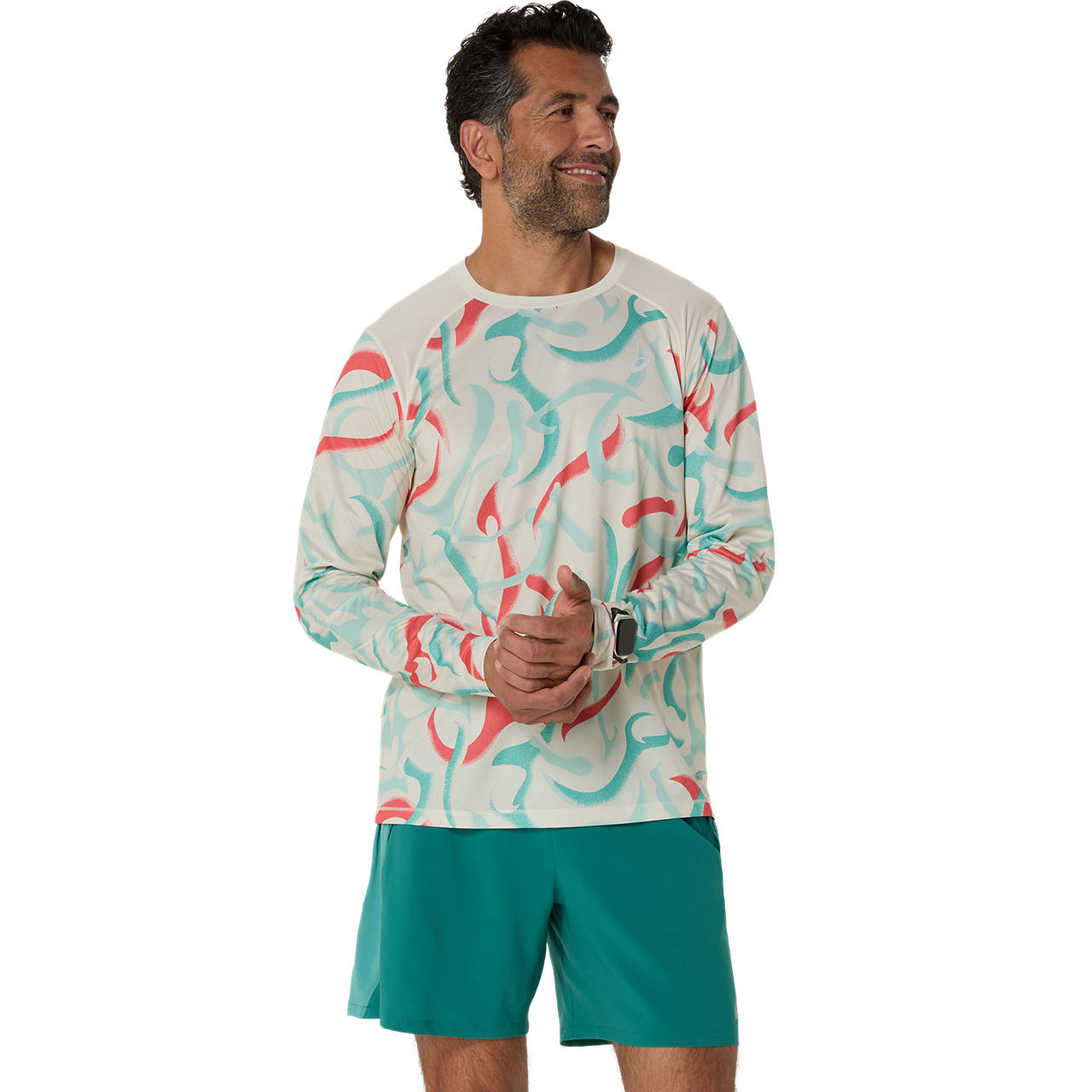 アシックス　Running　長袖トップス　ROADランニンググラフィック長袖シャツ　2011D099　200　バーチ