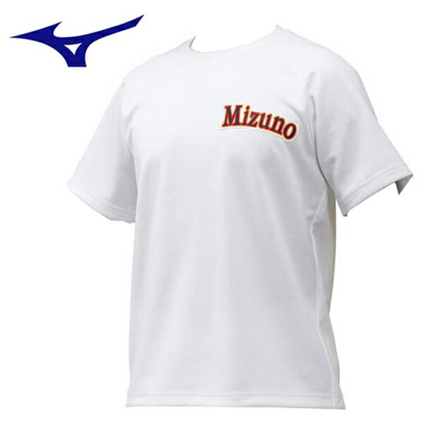 ミズノ　ベースボールシャツ丸首　野球Tシャツ　野球ウエア　12JC9L3801　ホワイト