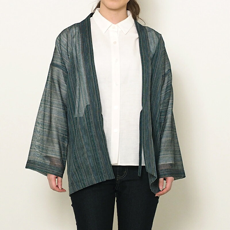 【送料無料】宮田織物 haori 羽織 kyokko 旭光 きょっこう メンズ レディース 日本製 春夏秋 綿100％ ブルー/グリーン フリー【中わた無し】半纏 夏