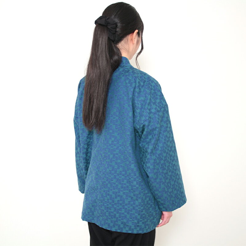 【送料無料】宮田織物 haori 羽織 koharu コハル メンズ レディース 日本製 春秋冬 綿100％ ブルー フリー【中わた無し】